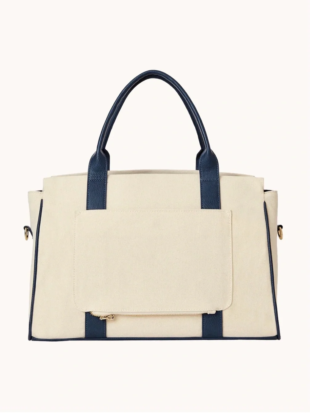 Poppy & Peonies Cream and Navy Structured Canvas Tote Bag & wallet (set) - Picture 2 of 10